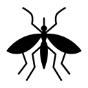 Black silhouette of a mosquito with wings and six legs